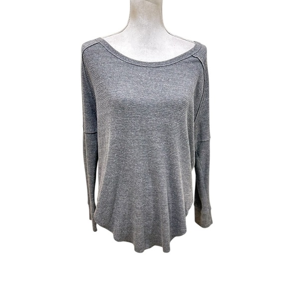 TNA Gray long Sleeve Relaxed Tunic Top Henley scoop neck high low hen size small - Picture 1 of 8